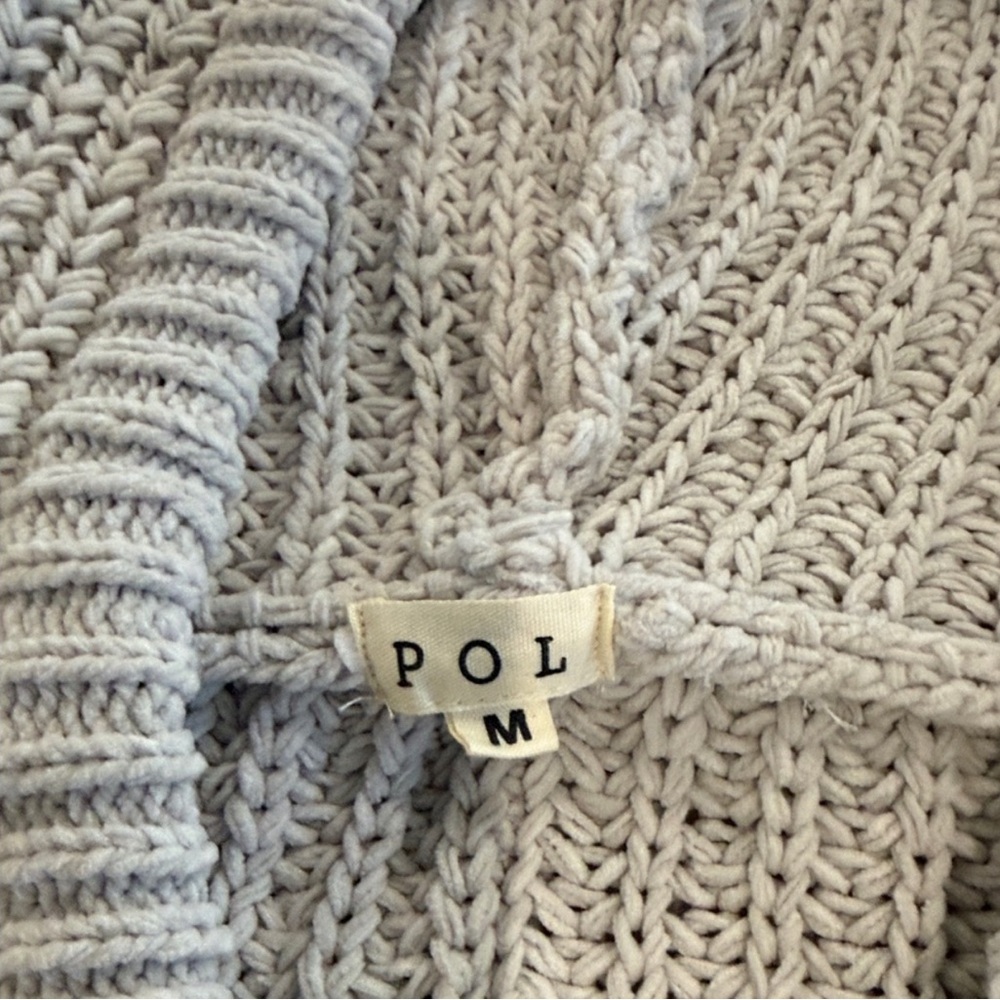 POL Gray and Cream Knit Sweater with Blue Accents - Picture 5 of 9